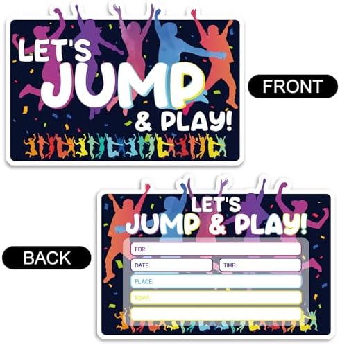 Trampoline Jump Birthday Party Invitation Cards 30 Pack with Envelopes