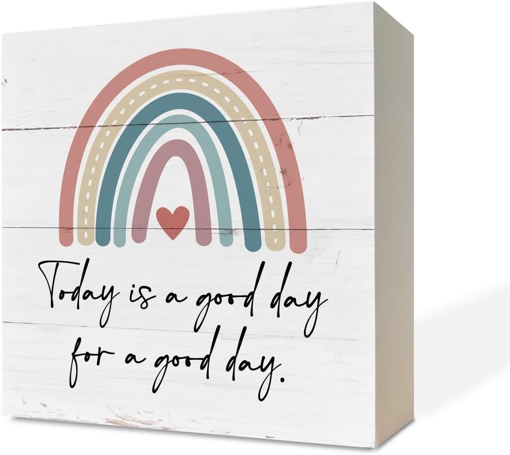 Inspirational Wood Sign Positive Thinking Office Decor