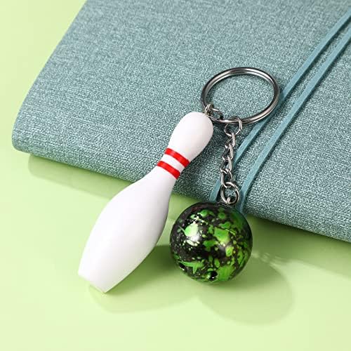 Homoyoyo 10PCS Mini Bowling Ball Keychain Set