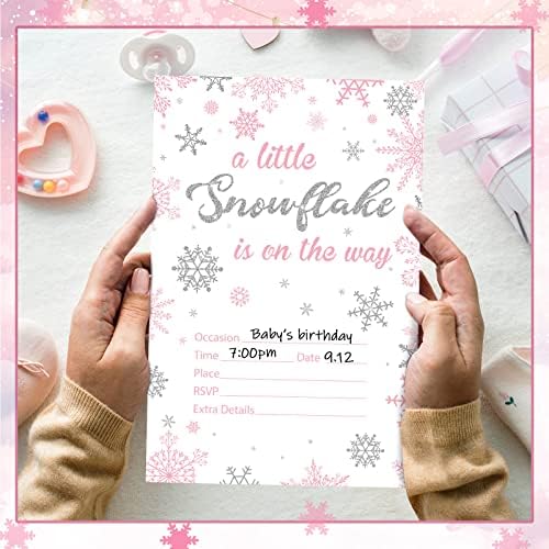 25 Sets Snowflake Baby Shower Invitations with Envelopes