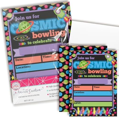 Cosmic Bowling Party Invites 20 5x7 Fill In Cards