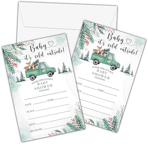Winter Wonderland Baby Shower Invites with Envelopes