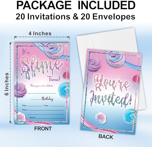 Its Slime Time Birthday Invite Cards With Envelopes