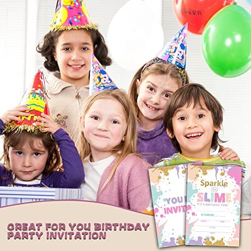 Ycyfckdr Slime Birthday Invitations 20 Pack