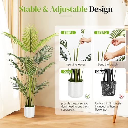 Artificial Palm Tree 4FT 2 Pack with White Planter