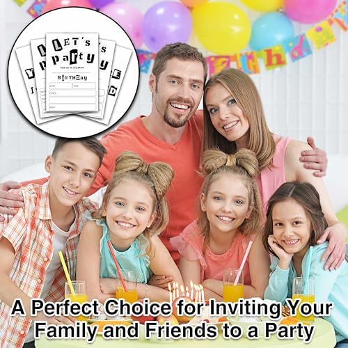 Black and White Birthday Invitations 25 Double-Sided Cards with Envelopes D03