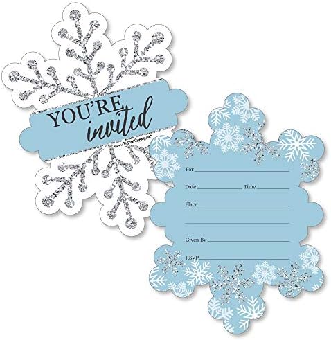 Big Dot of Happiness Winter Wonderland Shaped Fill-In Invitations Set of 12