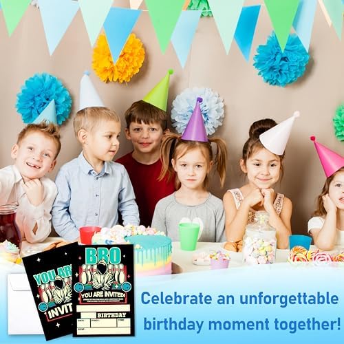 Glow Neon Bowling Birthday Invites Set of 20