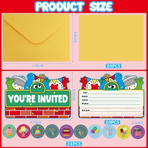 20Pcs Learning Street Birthday Invitations for Boys