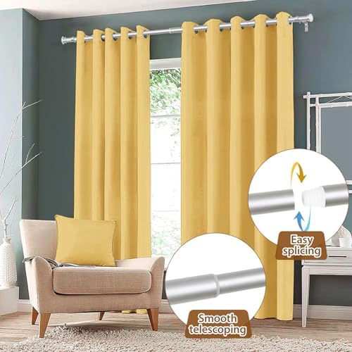 TONIAL Adjustable Single Curtain Rod Silver 32-58 Inch