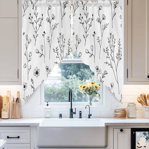 Spring Blooms Botanical Swag Valances 2 Pack Kitchen Window Curtains