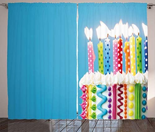 Lunarable Colorful Curtains with Birthday Polka Dots