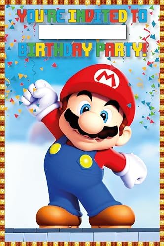 Set of 20 Classic Video Game Themed Birthday Invites