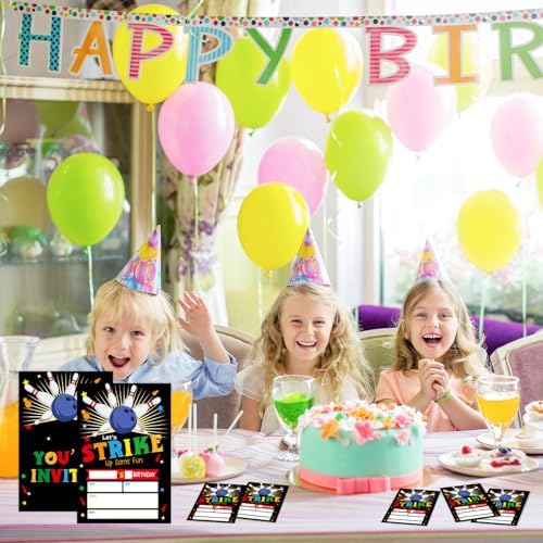 Bowling Party Invitation Cards with Envelopes Set of 20