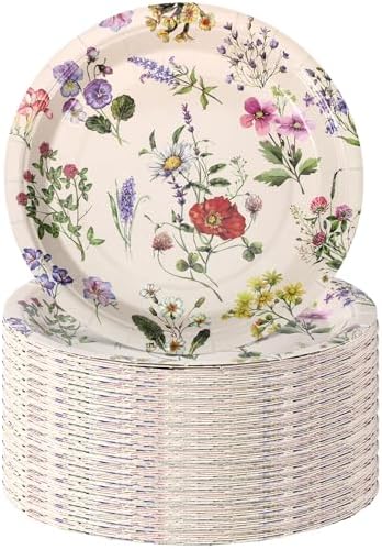 Hushee 200 Piece 9 Inch Wild Flower Paper Plates
