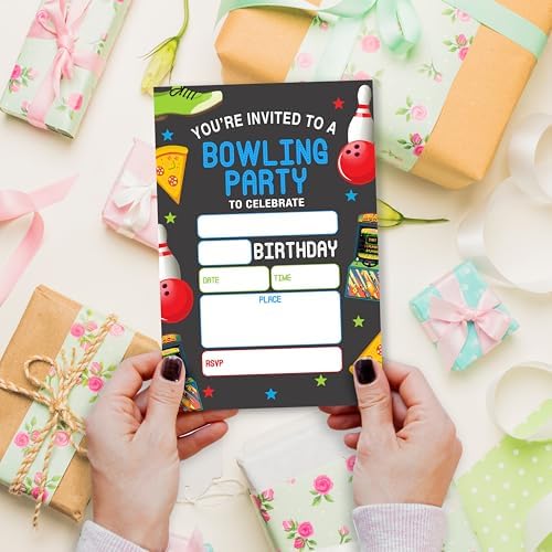BXVRT Bowling Birthday Invitations with Envelopes
