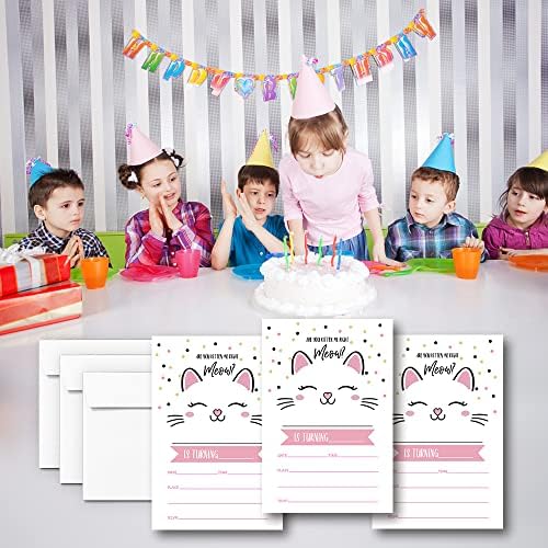 Kitty Cat Birthday Invitations Set of 20