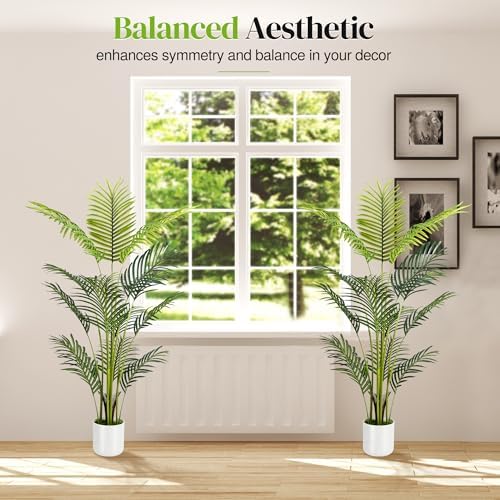 Artificial Palm Tree 4FT 2 Pack with White Planter