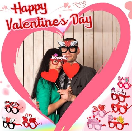 Sratte 18 Pieces Pink Heart Sunglasses Party Props