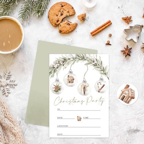 Whaline 25 Piece Christmas Invitation Set with Envelopes and Stickers