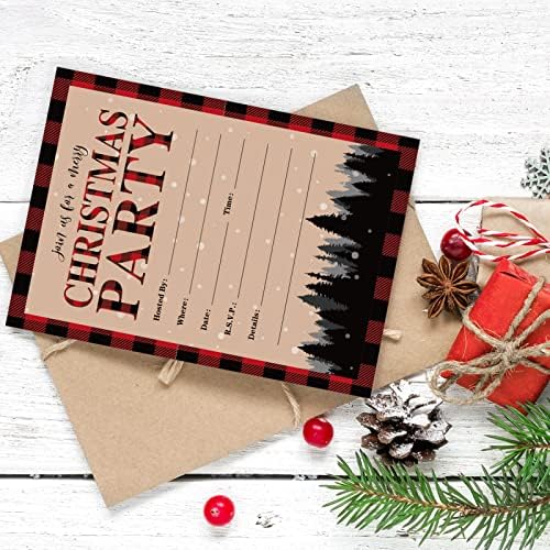 Whaline 25 Pack Christmas Invites with Kraft Envelopes