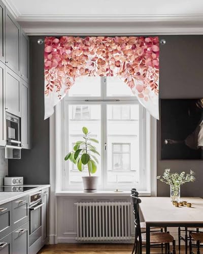 Red Eucalyptus Leaves Swag Valance for Kitchen Window