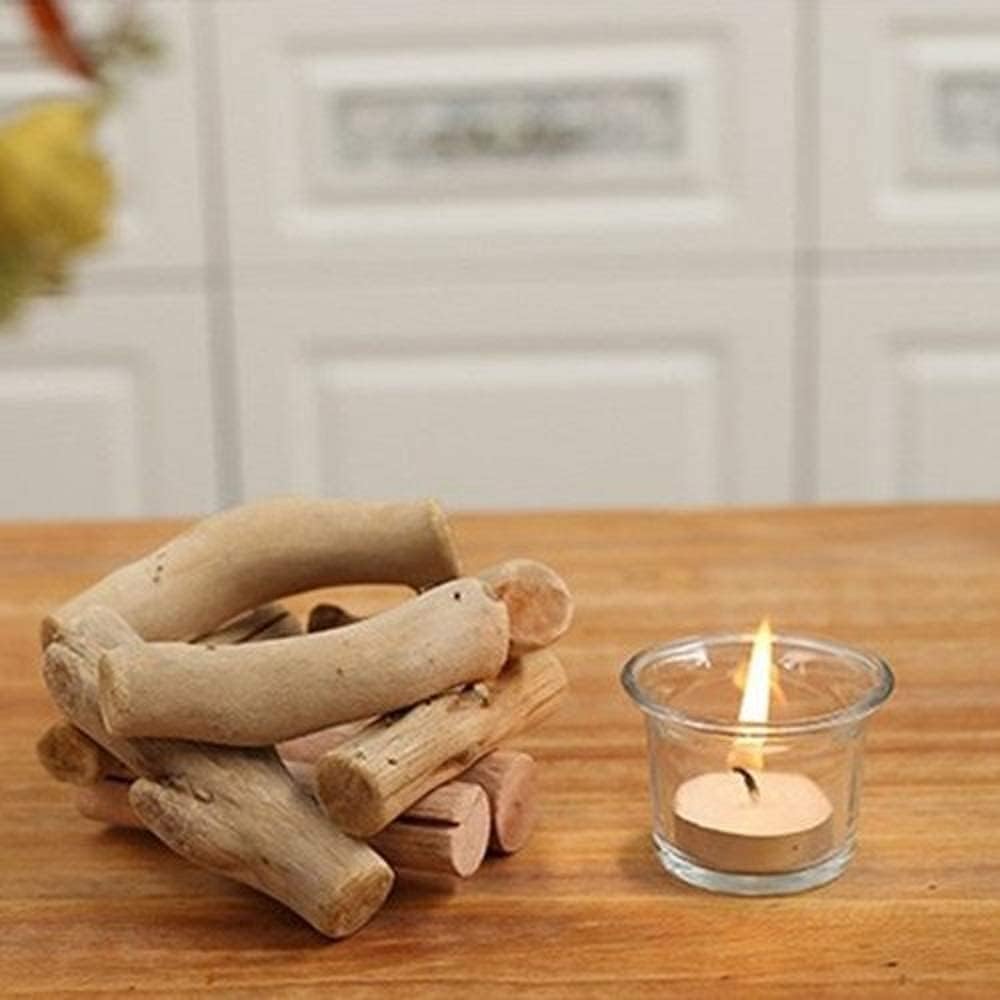 Sziqiqi Handmade Wooden Tea Light Candle Holder with Glass Cup
