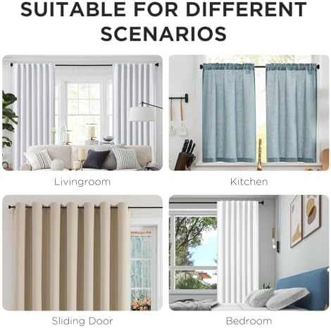 Joydeco Black Curtain Rod 32-88 Inch Adjustable Single Rod for Windows