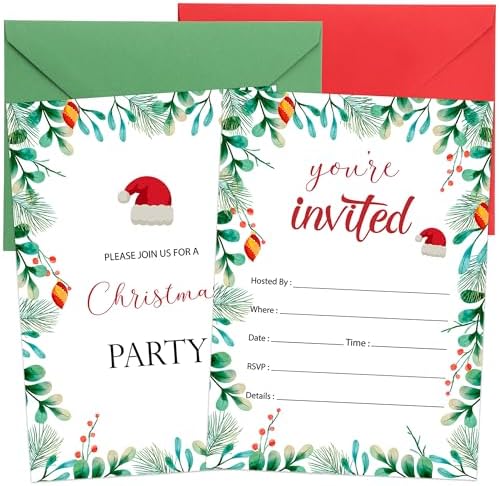 Lucleag 30 Pack Christmas Party Invitations with Envelopes