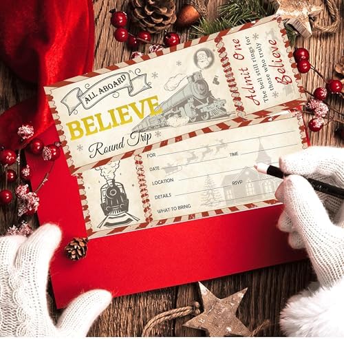 Wootile Christmas Train Ticket Invitations 25 Pcs