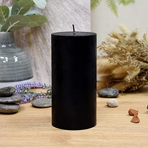 6 Inch Black Pillar Candle with 90 Hours Burn Time
