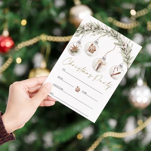 Whaline 25 Piece Christmas Invitation Set with Envelopes and Stickers