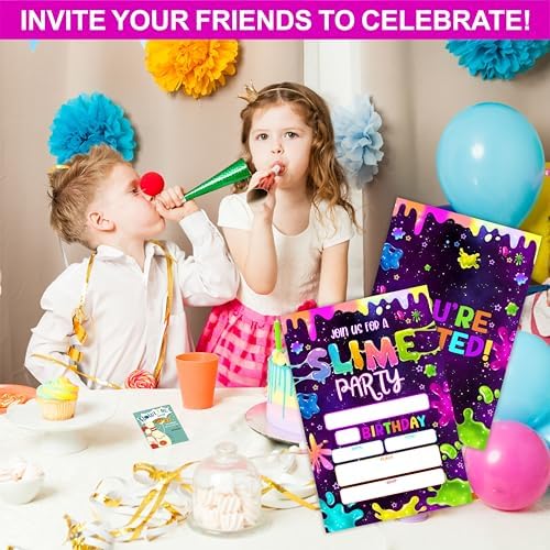 Cudwid Neon Glow Slime Birthday Invites