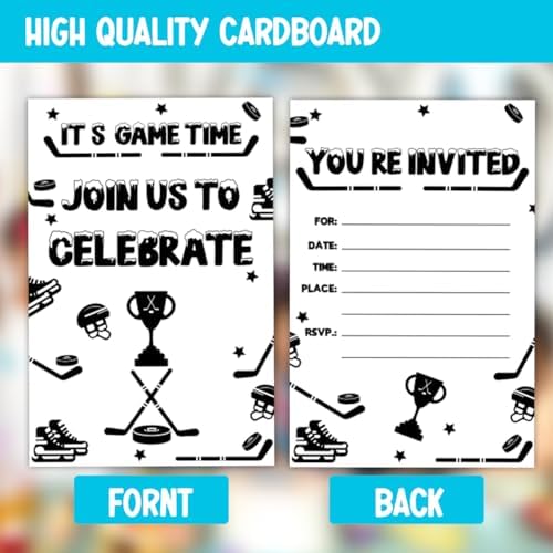 Ice Hockey Birthday Party Invitations for Boys 30 Cards