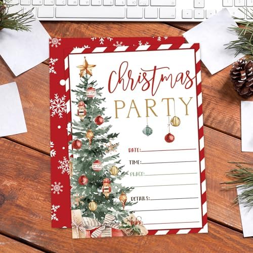 Whaline 25 Set Christmas Invitations with Envelopes and Stickers