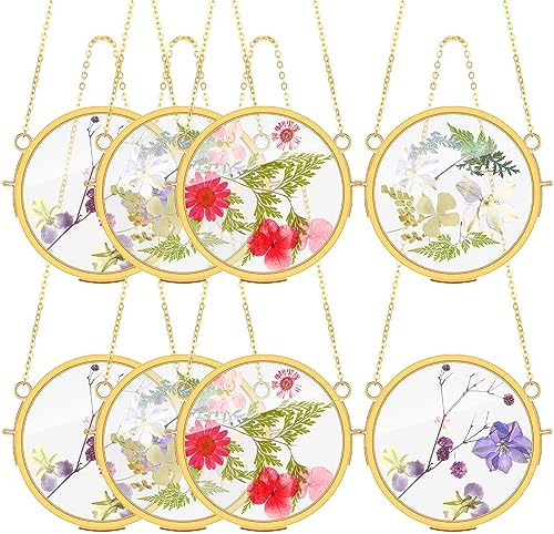 BBTO 8 Pack Round Hanging Glass Frames Set 39 Inch