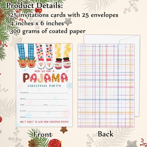 Christmas Party Invites with Envelopes 25 Pajama Invites for Holiday Celebration