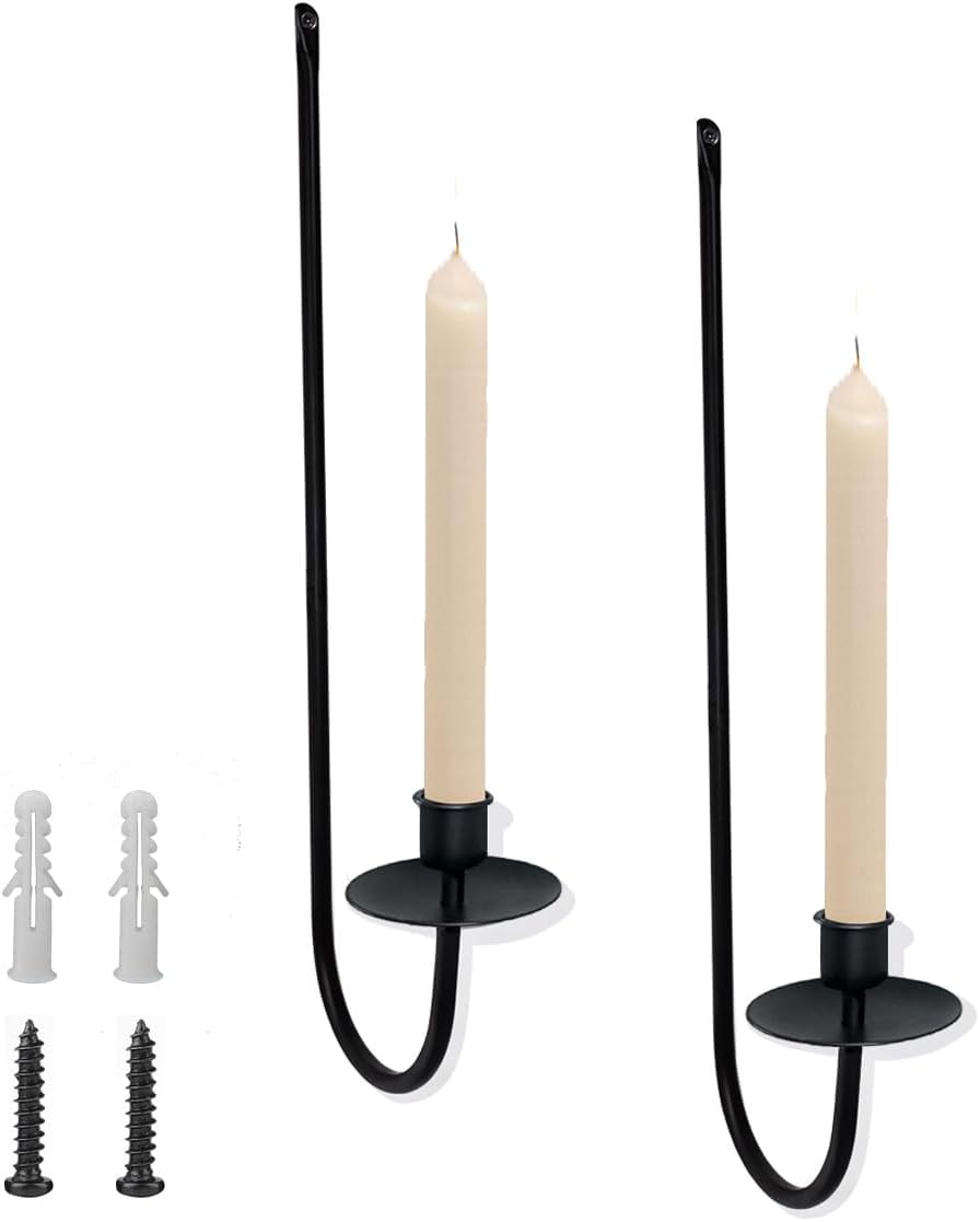 YUWENG Wall Candle Holder Set of 2 Matte Black