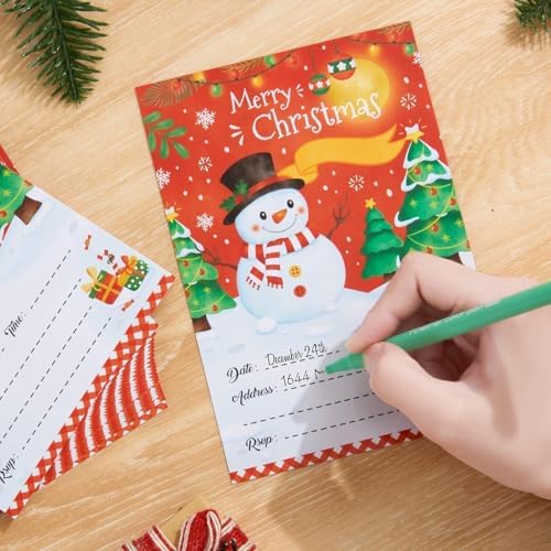 WERNNSAI 24 Pack Christmas Party Invitations with Envelopes and Stickers