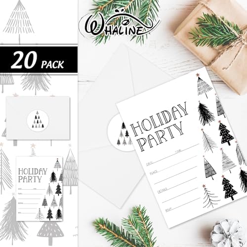 Whaline Christmas Invitations 20-Pack with Envelopes and Stickers