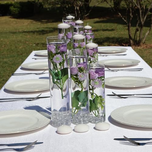 Purple Artificial Rose Vase Fillers with Floating Candles