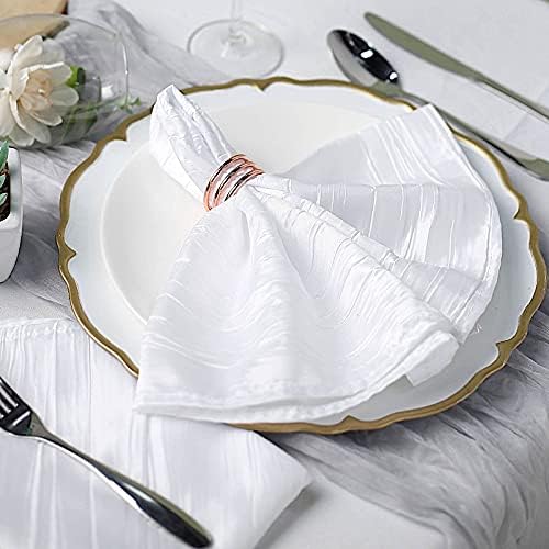 5 White Crinkle Accordion Taffeta Napkins for Events