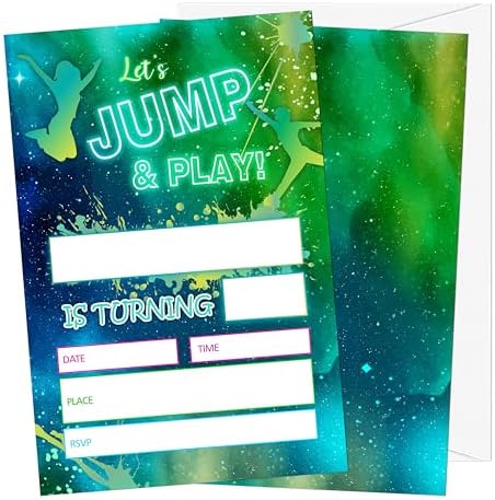 Gsauto Lets Jump and Play Birthday Invites 20 Cards with Envelopes