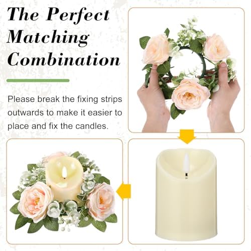 Yunlly 16 Piece Rose Candle Holder Set with LED Candles