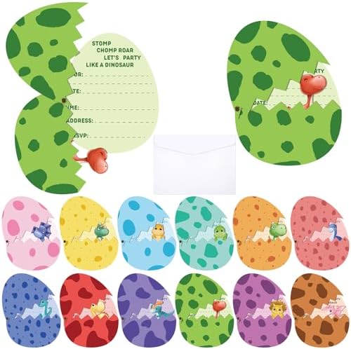 36 Dinosaur Birthday Invitation Cards with Envelopes
