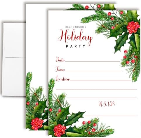 Amanda Creation Holiday Invitations with Envelopes 20 Pack