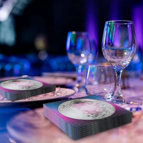 60 Pcs Disco Ball Paper Napkins Set for Parties
