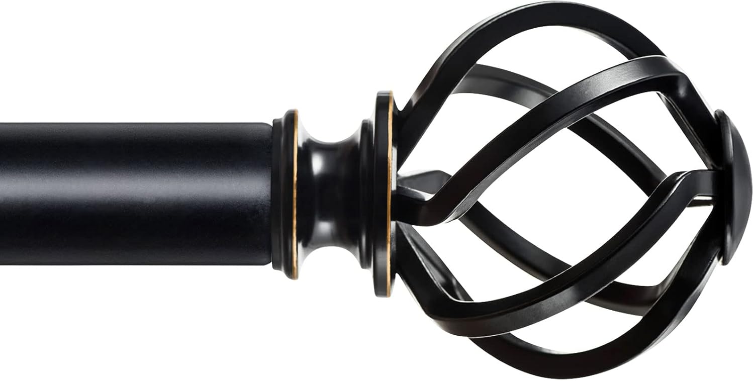 KAMANINA Black Twist Curtain Rods 32-144 Inches