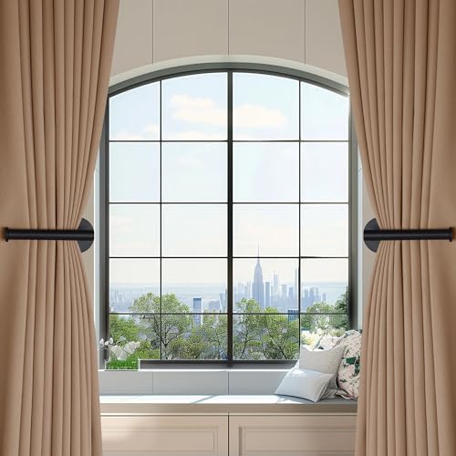 4 Pack Curtain Holdbacks Black Self-Adhesive or Screw Curtain Tiebacks