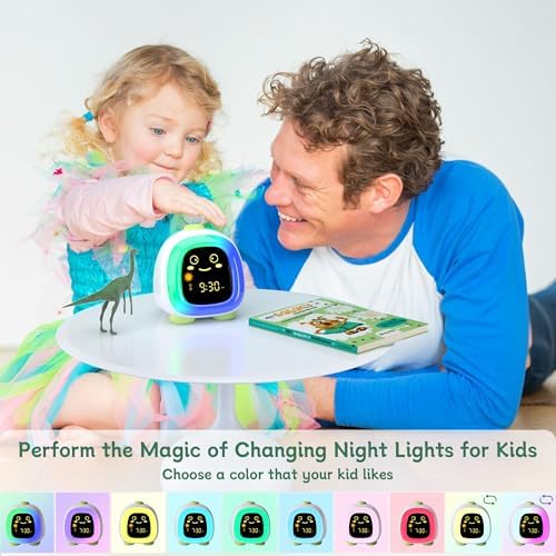 ANALOI Kids Alarm Clock with Night Light and Dinosaur Design